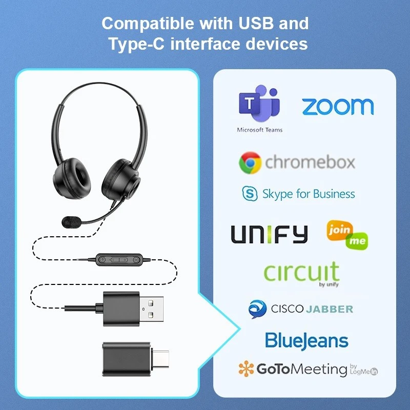 USB Headset With Flexible Microphone